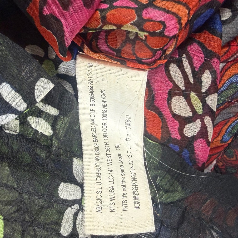 Desigual Floral Sheer Blouse Womens Size M Multicolor Chiffon Boho Graphic Art - Picture 7 of 13
